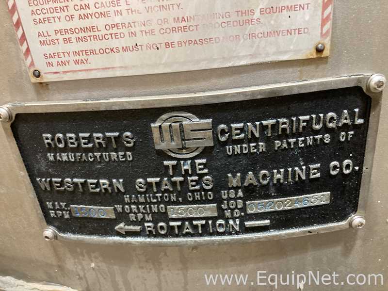 Centerslung/Centrífuga de Cesta Western States Machine Company G-16.  48 Polegadas