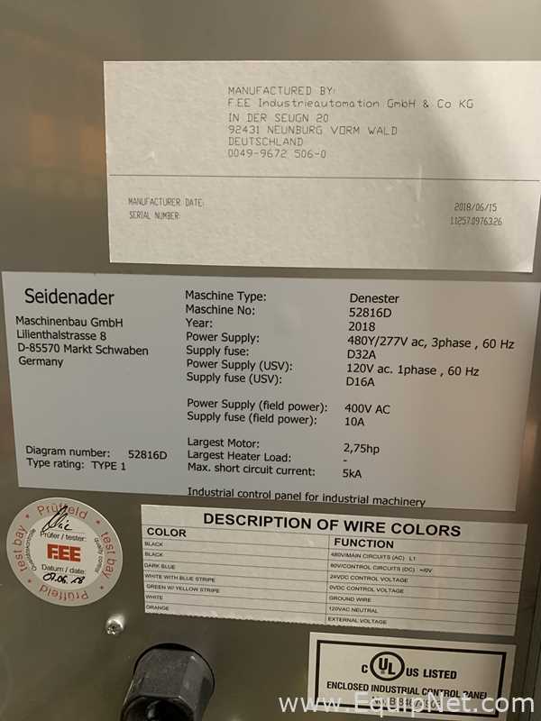 One Lot of 9 Seidenader Machines