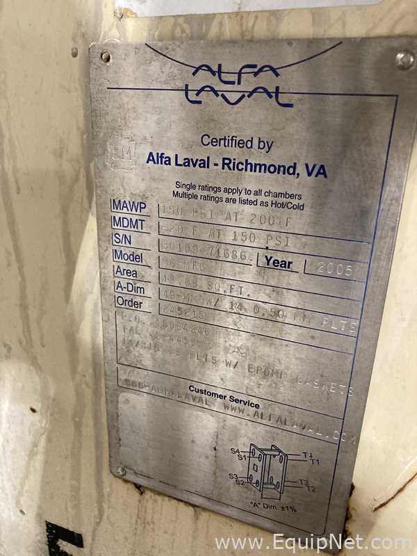 Alfa Laval 18.08 Sq. Ft. Stainless Steel Plate and Frame Heat Exchanger  E-4458