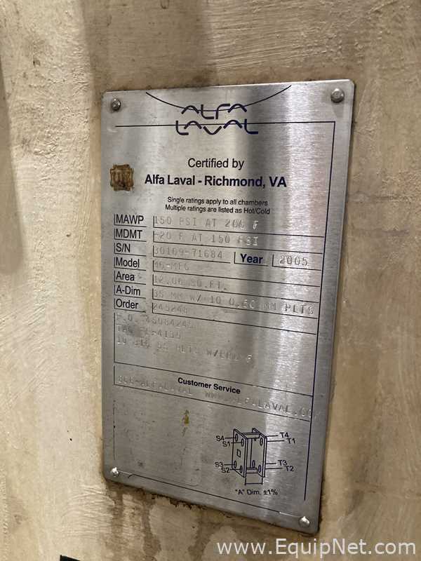 Alfa Laval 12.06 Sq. Ft. Stainless Steel Plate and Frame Heat Exchanger  E-4439