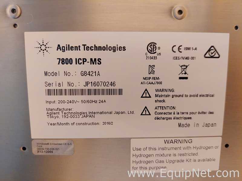 Agilent Technologies 7800 ICP MS Mass Spectrometer