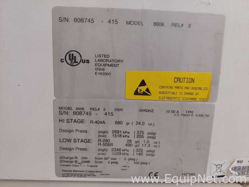 Thermo Electron Corp 8606 Forma -86C ULT Freezer