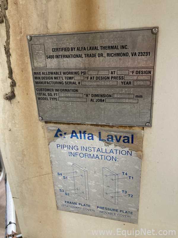 25.6 Sq. Ft. Alpha Laval Stainless Steel Plate and Frame Heat Exchanger  E-1508