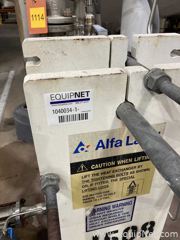 25.6 Sq. Ft. Alpha Laval Stainless Steel Plate and Frame Heat Exchanger  E-1508