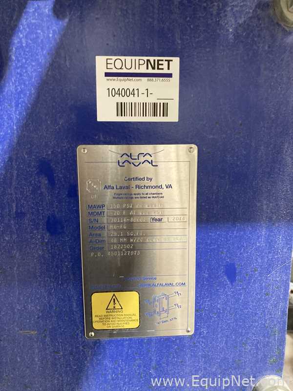 29.1 Sq. Ft. Alpha Laval Stainless Steel Plate and Frame Heat Exchanger