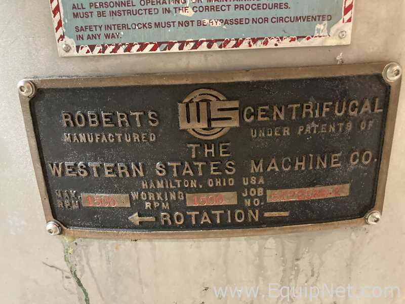 Centerslung/Centrífuga de Cesta Western States Machine Company G-16.  48 Polegadas