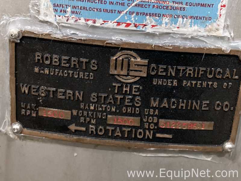 Centerslung/Centrífuga de Cesta Western States Machine Company G-16.  48 Polegadas