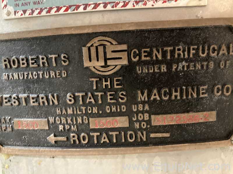 Centerslung/Centrífuga de Cesta Western States Machine Company G-16.  48 Polegadas