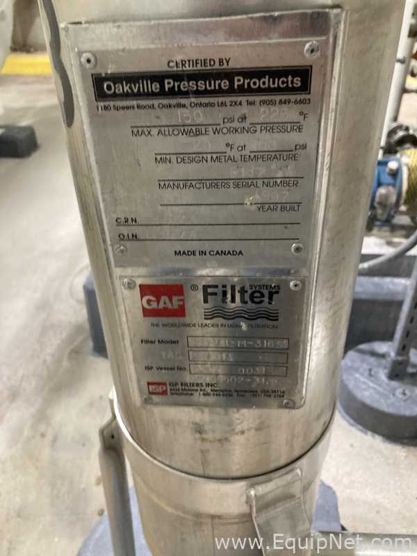 Two GAF Cartridge Filter System RB1-AL-M-316 Stainless Steel Filters F-1513 A and B