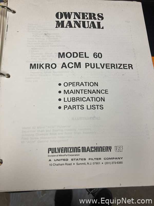Pulverizador aço inox Pulverizing Machinery Co 60 Mikro ACM Pulverizer