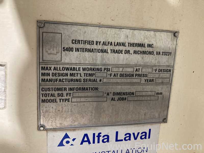 Approx. 60 Sq. Ft. Alpha Laval Stainless Steel Plate and Frame Heat Exchanger  E-4811