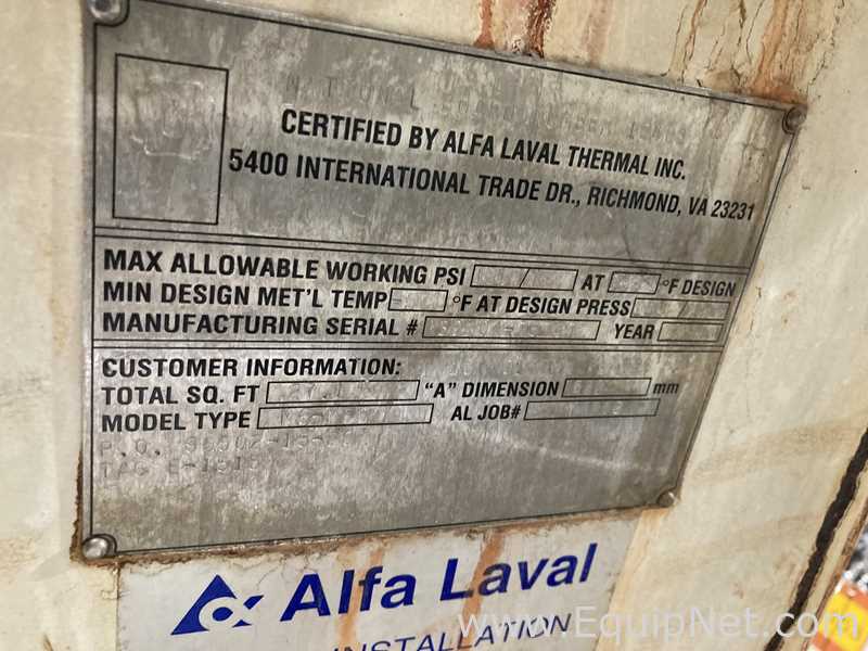 27.1 Sq. Ft. Alpha Laval Stainless Steel Plate and Frame Heat Exchanger  E-1515