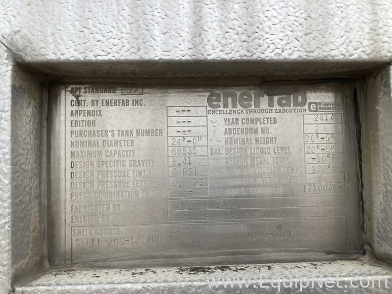 Tanque Acero inoxidable Enerfab Inc . 68,535 Galones
