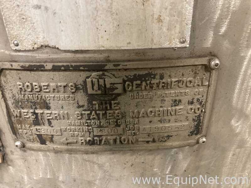 Centerslung/Centrífuga de Cesta Western States Machine Company G-16.  48 Polegadas