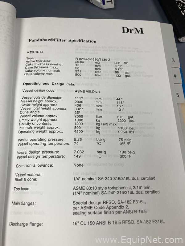 Filtro de Presión Acero inoxidable DrM, Dr. Muller AG, Switzerland Fundabac R-020-48-1650/T130Z