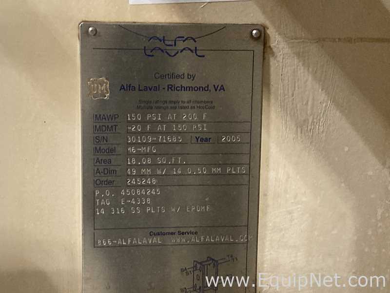 18.08 Sq. Ft. Alpha Laval Stainless Steel Plate and Frame Heat Exchanger  E-430...