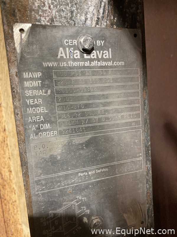 Alfa Laval M15-BFG TITANIUM 366.92 Sq. Ft. Plate Heat Exchanger  M-15