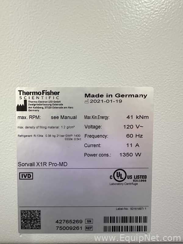 Centrífuga para laboratorio Thermo Fisher Scientific Sorvall X1R PRO-MD