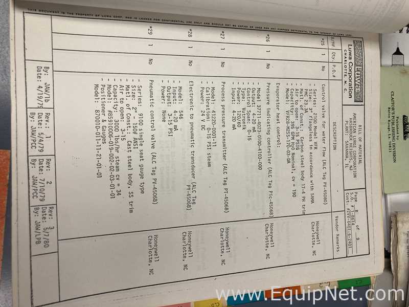 Evaporador Acero inoxidable Luwa-SMS GmbH LN-1800