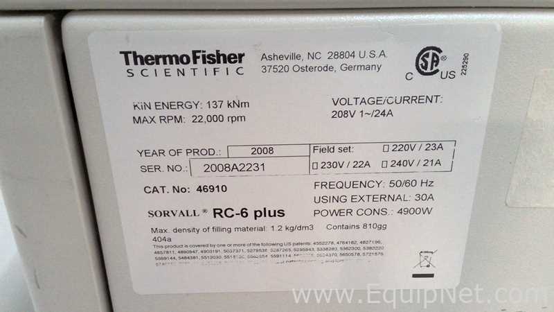 Centrífuga para laboratorio Thermo Fisher Scientific SORVALL RC-6 Plus