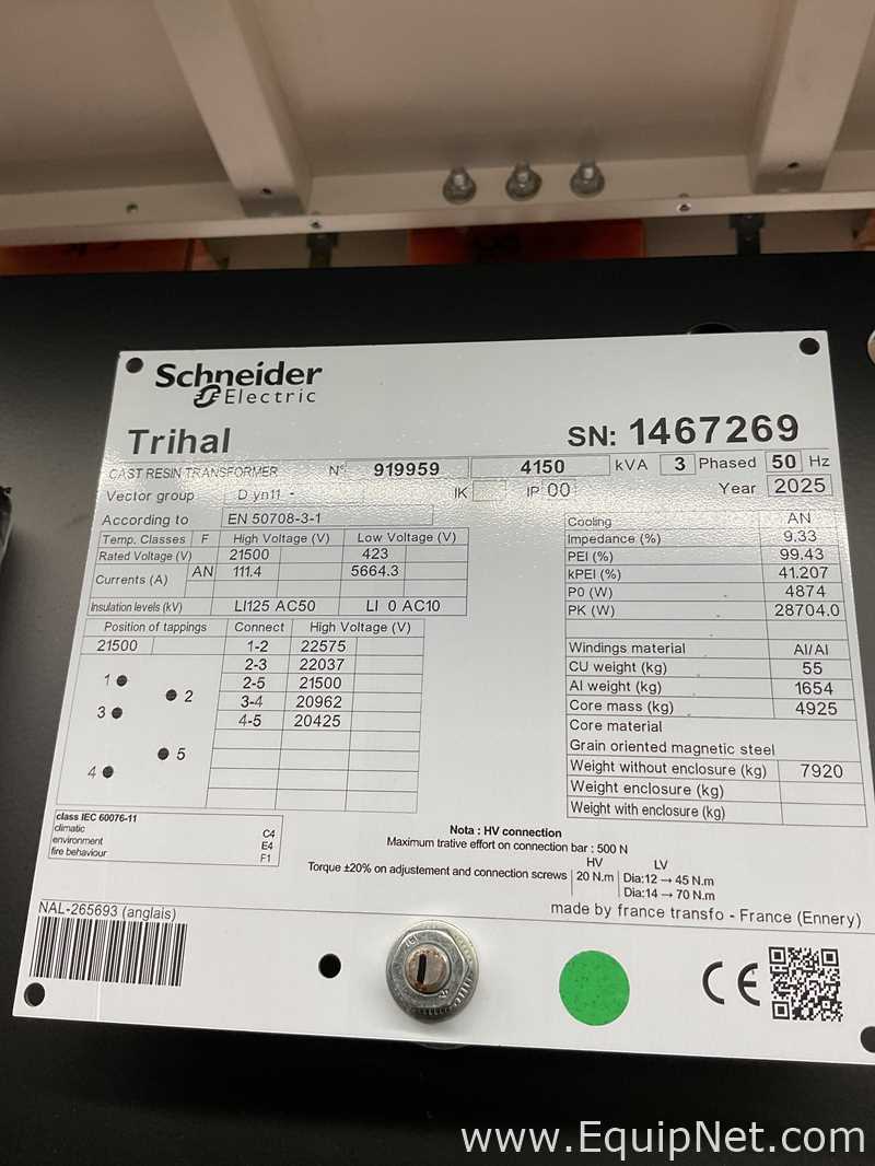 Unused Schneider Trihal 4150 kVA Electric Transformer 1