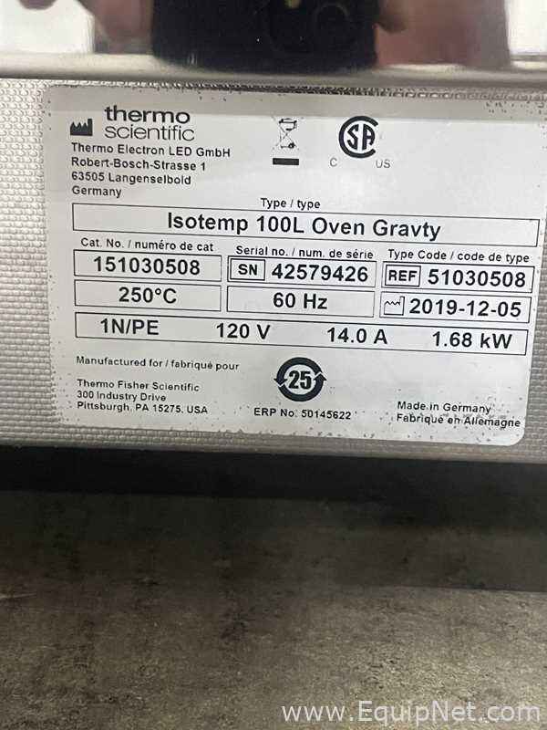 Thermo Fisher Scientific Isotemp 100L Oven Gravity Drying Oven