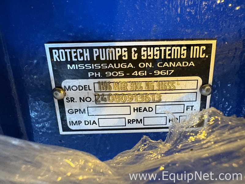Bomba Centrífugas Rotech Pumps and Systems, Inc. 1196 MTR 3X4 8G 316SS