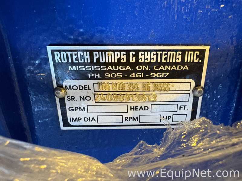 Bomba Centrífugas Rotech Pumps and Systems, Inc. 1196 MTR 3X4 8G 316SS