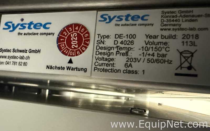 Systec DE-100 Horizontal Autoclave