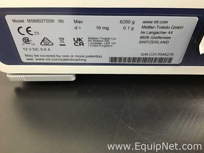 Mettler Toledo MS6002TSDR/00 Balance