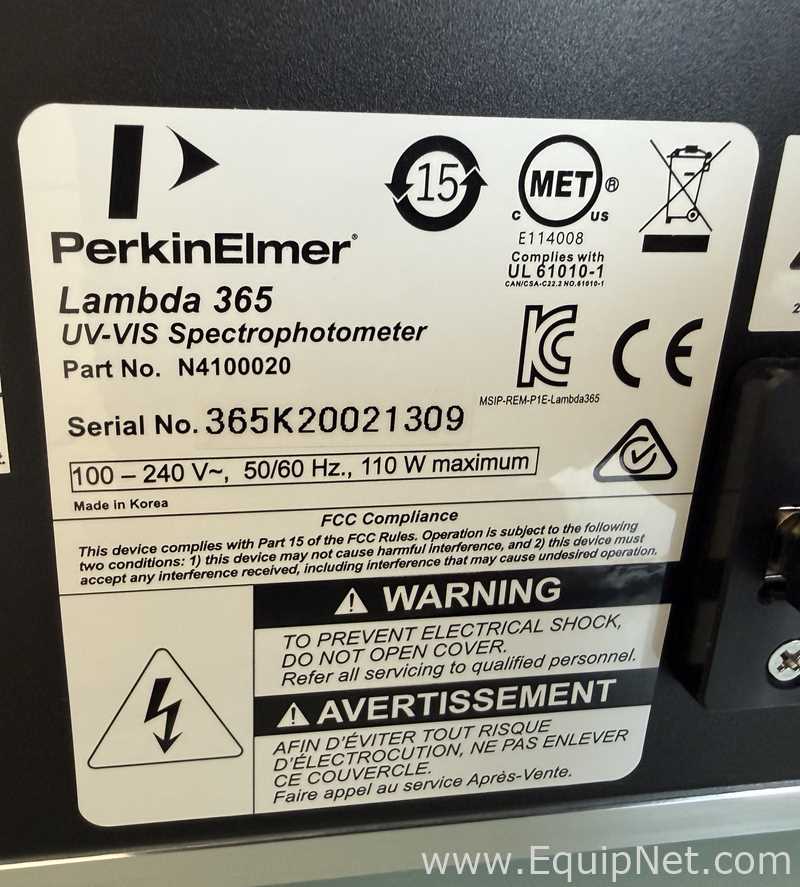 Perkin Elmer Lambda 365 UV/Vis Spectrophotometer