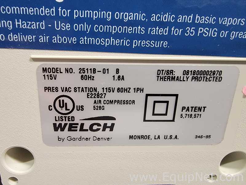 Lote de 2 Bomba de Vacío Welch 2511B-01