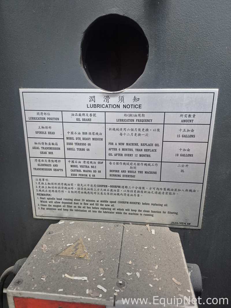 Jiuh-Yeh JY-V650A 50 Taper Vertical Mill