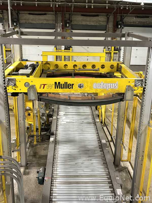 Alvey Model 881 Palletizer and ITW Muller F239 Octopus Pallet Wrapper Line