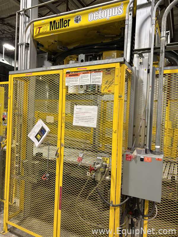 Alvey Model 881 Palletizer and ITW Muller F239 Octopus Pallet Wrapper Line