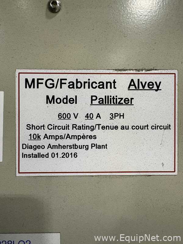 Alvey Model 881 Palletizer and ITW Muller F239 Octopus Pallet Wrapper Line