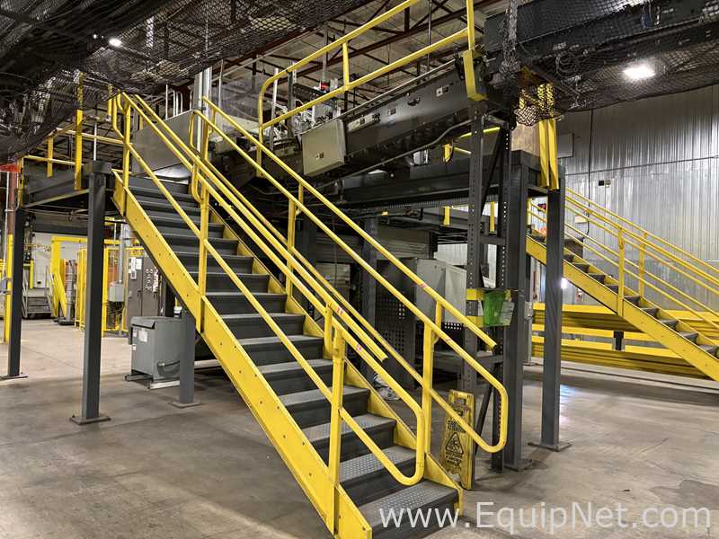 Alvey Model 881 Palletizer and ITW Muller F239 Octopus Pallet Wrapper Line