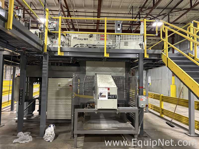 Alvey Model 881 Palletizer and ITW Muller F239 Octopus Pallet Wrapper Line