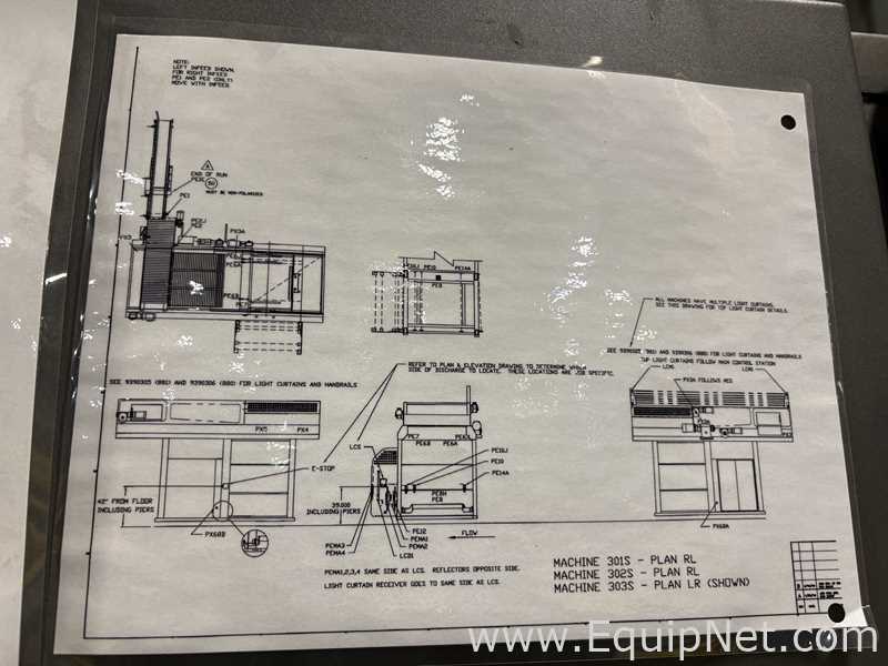 Alvey Model 881 Palletizer and ITW Muller F239 Octopus Pallet Wrapper Line
