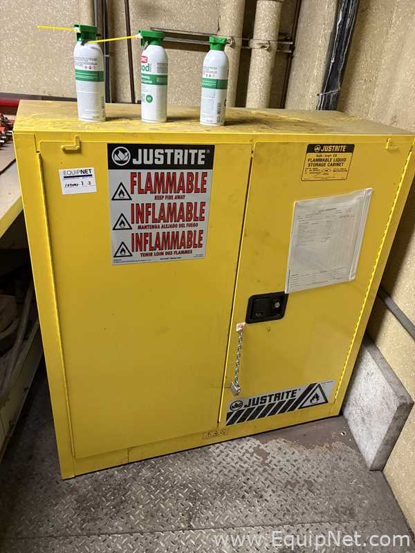Two Cabinets With Miscelleaneous Repair Parts, One Justrite Flamable Cabinet