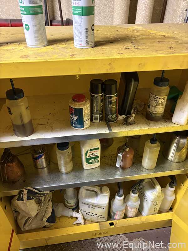 Two Cabinets With Miscelleaneous Repair Parts, One Justrite Flamable Cabinet