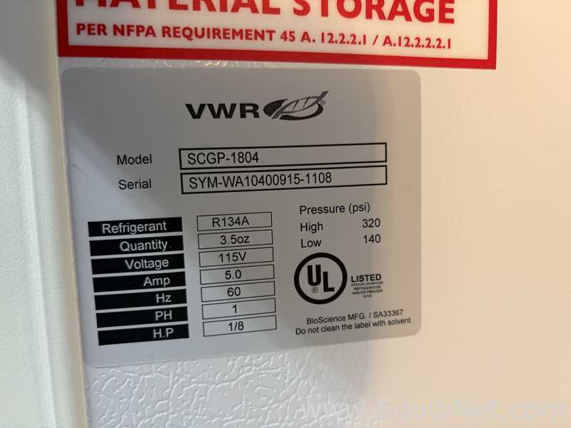 VWR SCGP-1804 Refrigerator