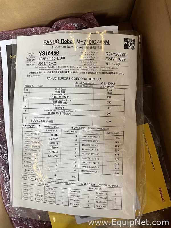 Unused Fanuc M-710iC/45M 6 Axis Multi-Purpose Robot With R-30iB Plus Controller and Pedant