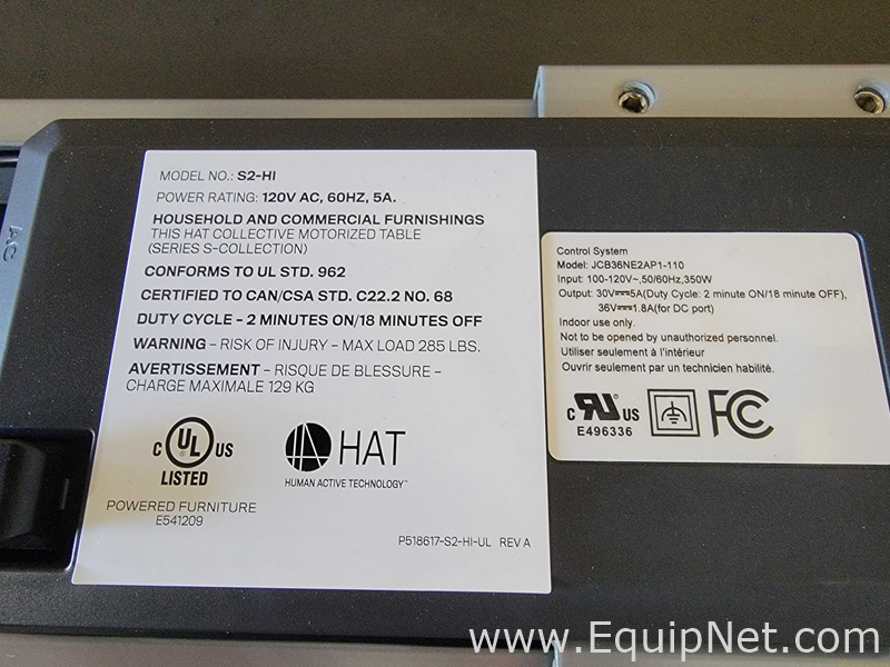 Lot of 2 Haworth Co HAT2-HI-L-XX Electrical Height Adjustable Single Motor Tables