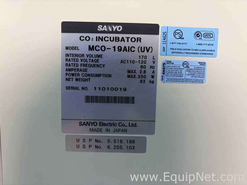 Sanyo MCO-19AIC UV 170-liter CO2 Double Stacked Incubator