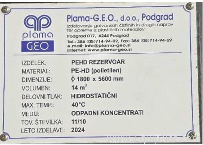 Plama-G.E.O., d.o.o., Podgrad PHED REZERVOAR 14000 Liter Vessel