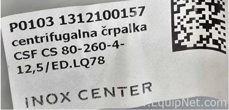 Unused CSF CS 80-260-4-12,5/ED.LQ78 Sanitary Stainless Steel Centrifugal Pump NEW ON SKID