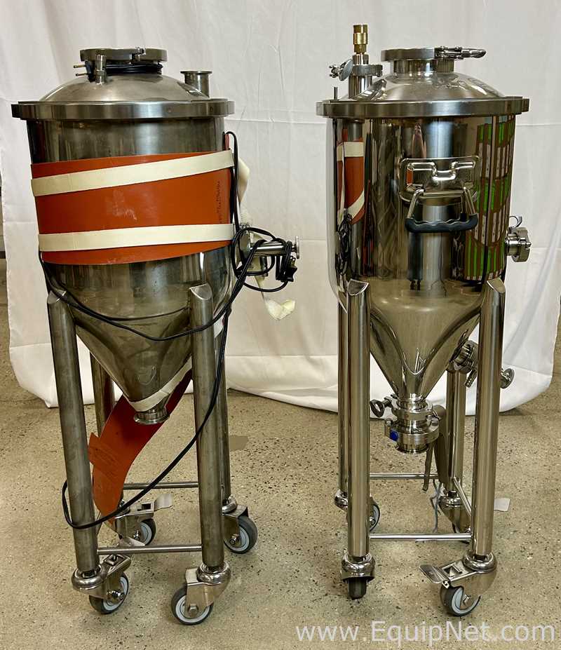 Lot of 2 BrewBuilt Stainless Steel Conical Brewing Tanks