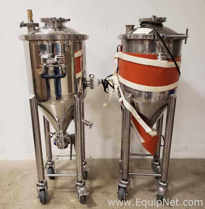 Lot of 2 BrewBuilt Stainless Steel Conical Brewing Tanks