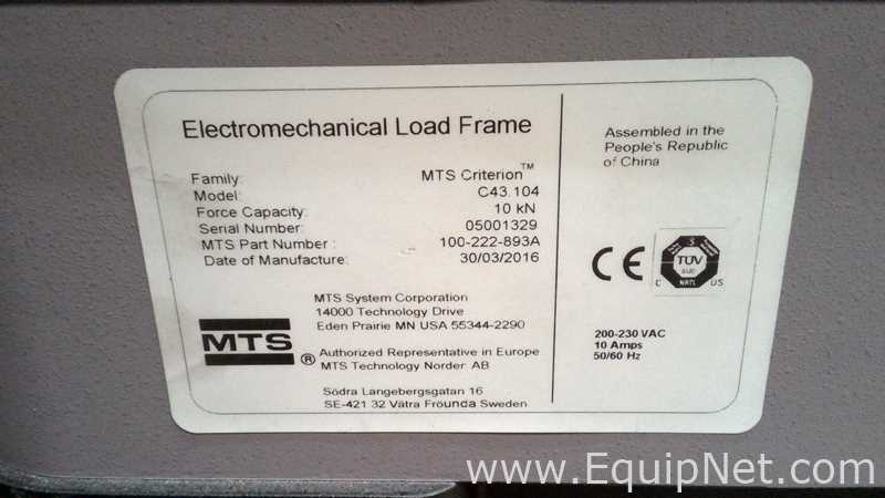 MTS Systems Criterion Model 43 Electromechanical Test System | NEEDS REPAIR